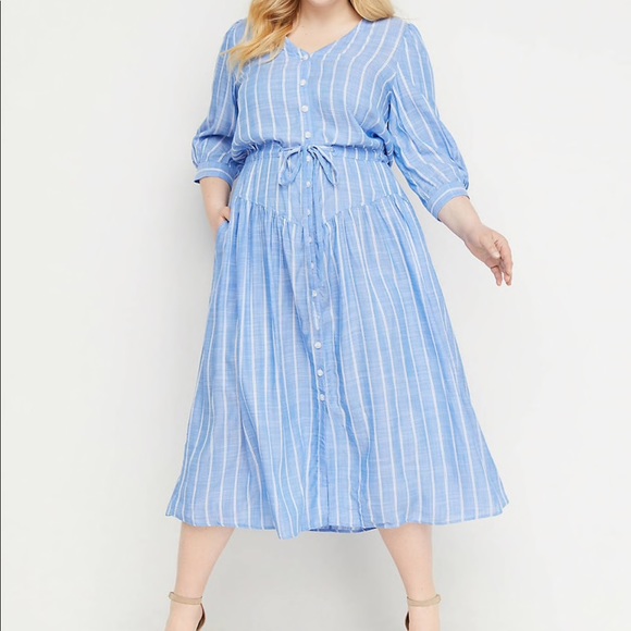 Lane Bryant Dresses & Skirts - Lane Bryant Striped Button-front Midi Dress - 18